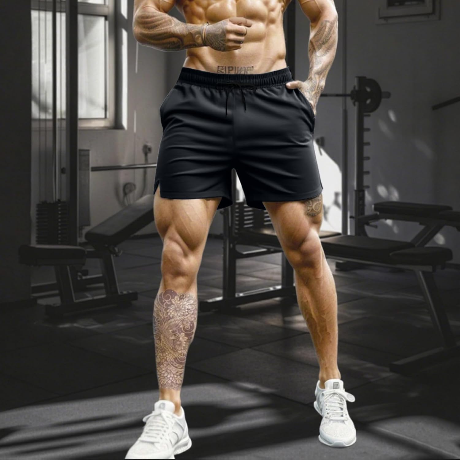 Skiennix Men's Athletic Workout Shorts - Lightweight Moisture-Wicking with Zipper Pockets | 3-Pack