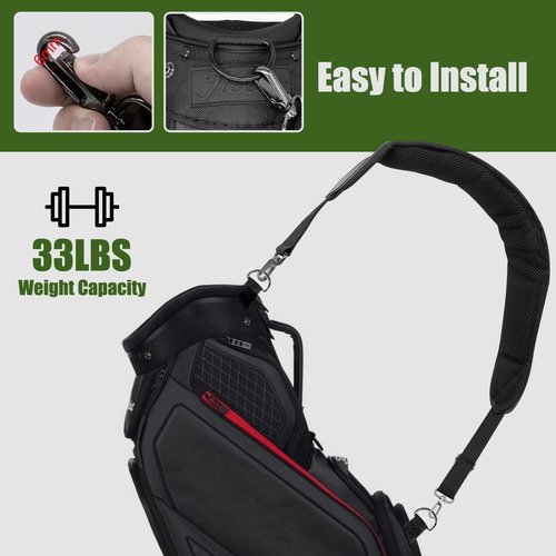 BAIRBRE Golf Bag Strap Replacement Golf Bag Shoulder Strap Adjustable Single Padded Shoulder Strap Waterproof Golf Bag Backpack Straps (Black-USA Flag Grey)