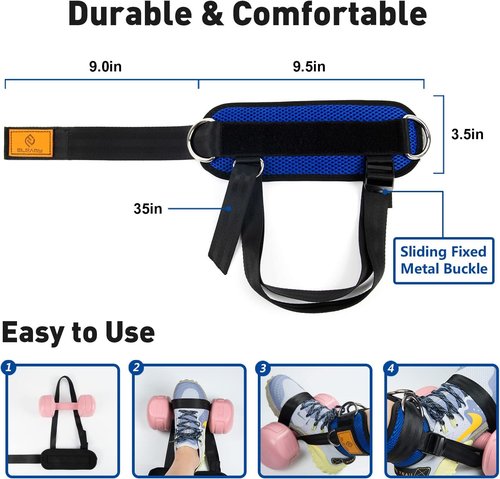 ELEAMY Ankle Straps for Dumbbells - Durable Foot Attachments for Weight Lifting & Leg Extensions