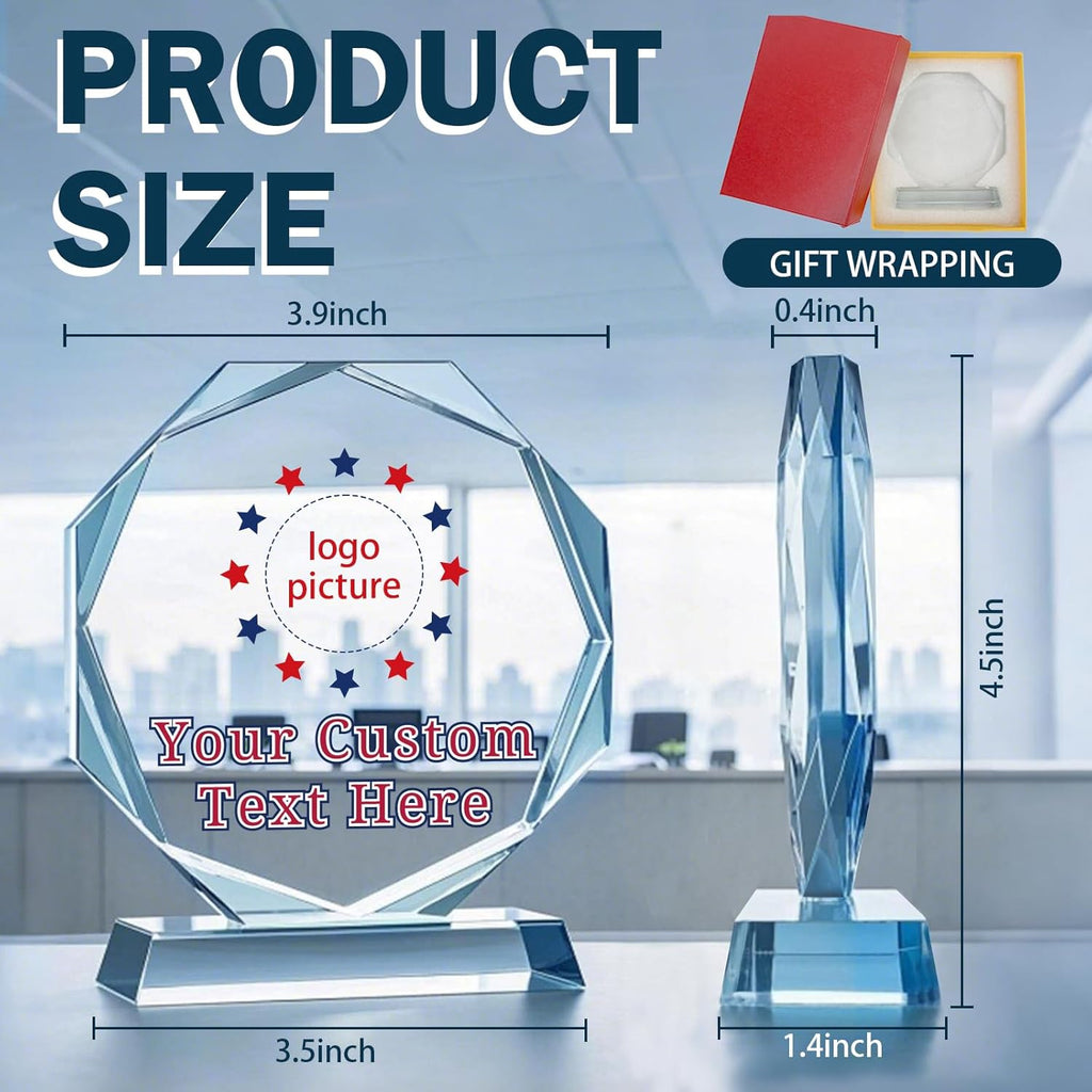 Personalized Crystal Trophy Award | Engraved Plaques for Employee Appreciation & Retirement Gifts