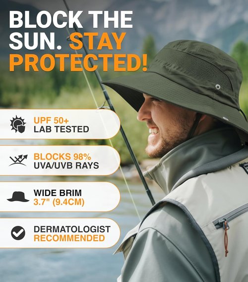 GearTOP Safari Hat - UV Protection UPF 50+ Sun Hat for Men & Women | Ideal for Fishing, Gardening & Hiking (22-23 1/2")