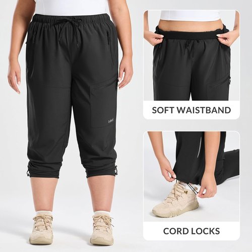 Baleaf Plus Size Cargo Pants for Women - Water Resistant Hiking Joggers with Zipper Pockets | UPF 50+