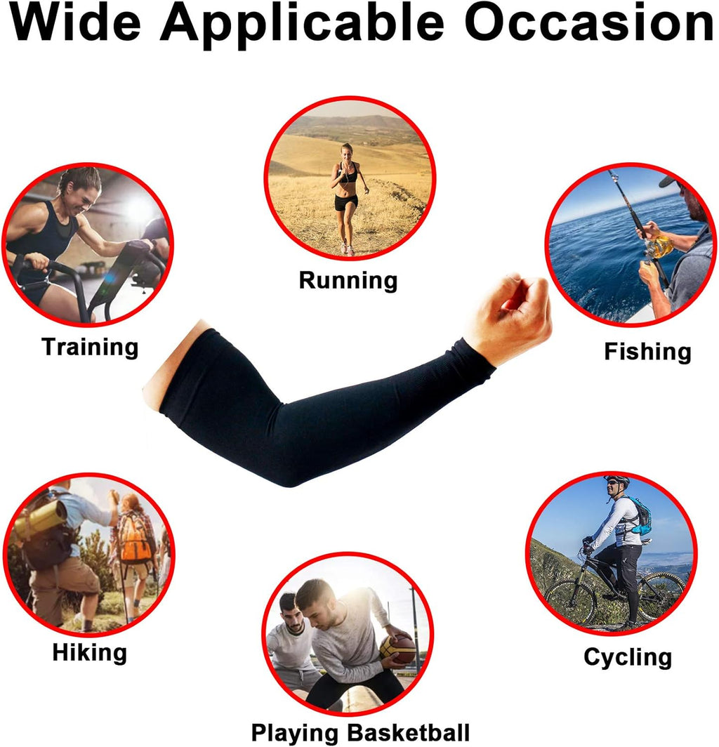 PFFY UV Protection Cooling Arm Sleeves - UPF 50 Sun Sleeves for Men & Women - 2 Pairs