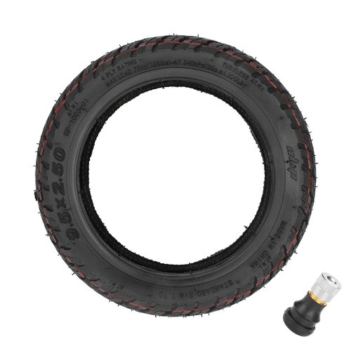 LHROPA 9.5 x 2.5 9.5-inch Rubber Explosion-proof Tubeless Tire + Straight nozzle Replace for NIU Kick Scooter KQi3 Sport/Pro/Max Electric Scooter Tyre Parts