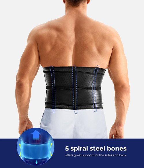 TAILONG Waist Trainer for Men - Sweat Band Trimmer Belt Fajas Para Hombres Stomach Wrap Workout Body Shaper Black