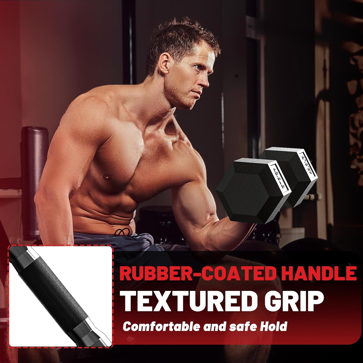 PAPABABE Hex Dumbbell Set - Odorless Rubber Coated Weights 2.5-125lb | Perfect for Home Gym & Strength Training