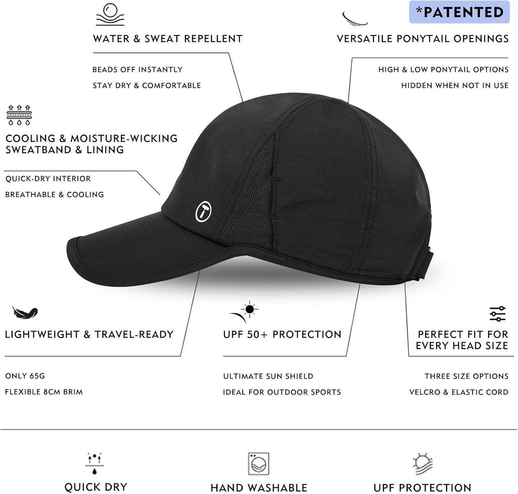 TOP-EX Cooling UV 50 High Ponytail Baseball Cap for Women - Breathable & Stylish for Running, Golf, Sports
