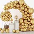 RUBFAC Gold Balloons - 129-Piece Metallic Balloon Garland Kit for Graduation, Weddings & Birthdays | Various Sizes 5-18 Inch