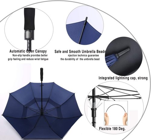 Golf Umbrella by [Brand Name] - Extra Large 72 Inch Double Canopy, Windproof & Waterproof, Automatic Open