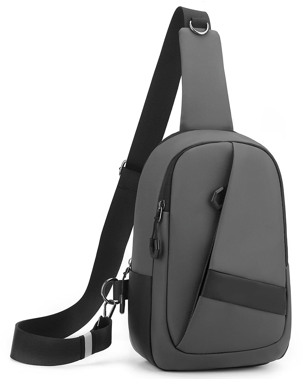 Hoedia Crossbody Sling Bag for Men Women, Shoulder Cross Body Bag EDC Fanny Backpack with Reflective Strip and Multi-pocket (Grey)