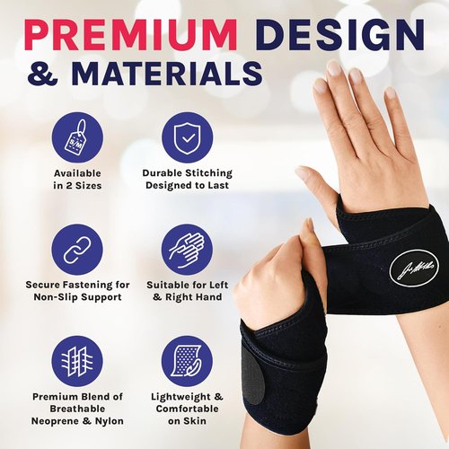 Doctor Developed Wrist Brace - Carpal Tunnel & Arthritis Support - Ideal for Fitness | Black, Small