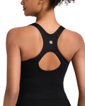 RUNNING GIRL High Impact Sports Bras for Women - Square Neck Longline Workout Crop Tops with Built in Shelf Yoga Bra(BX3071Black,M)