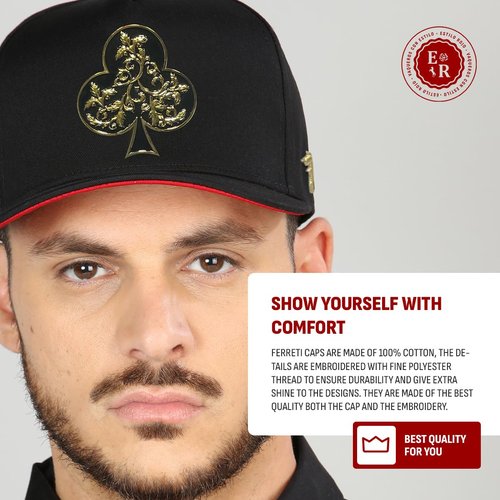 Ferreti Hats FT117 Black Clover Hat - Premium Black Clover Hats for Men and Women, Black Snapback Hat, Ball Caps for Men for Any Occasion, Clover Trucker Hat, Gorra para Hombre Ajustable