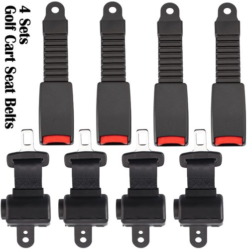 Dewkake Golf Cart Seat Belts Kit, 4pcs Universal Retractable Front and Rear Golf Cart Seat Belt Kit for EZGO, Club Car