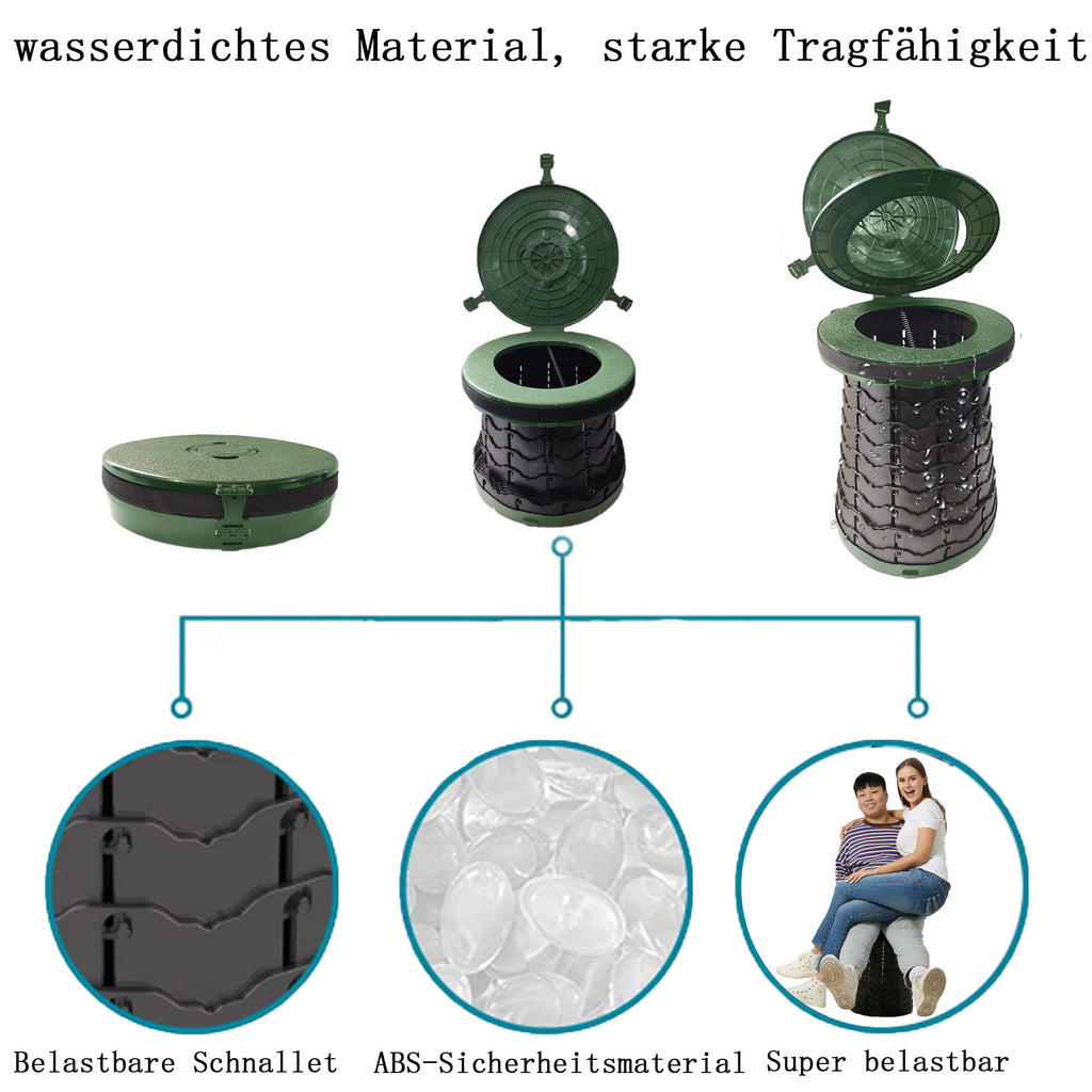 XXL Portable Toilet for Camping,19.7"H Adjustable Folding Toilet with Lid,Carry Bag,Capacity 880lbs,Retractable Portable Potty for Camping,Hiking,Travel,Car,Boat,Tent