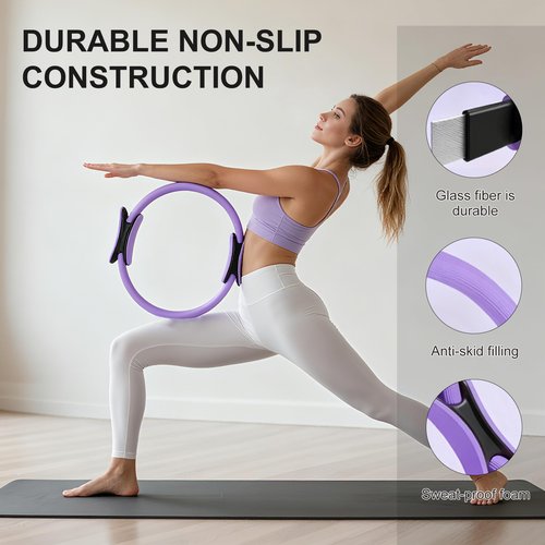 JIAOHENANZE Home Pilates Kit for Women， Pilates Essentials Kit for Women，Pilates Equipment，14 Inch Fitness Circle, 9 Inch Yoga Ball 5 Resistance Bands for Beginners Home Workouts (Purple 13Pcs)