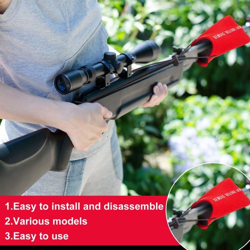Riakrum 6 Pcs Airsoft Barrel Cover Paintball Barrel Cover with Elastic Bungee Cord for Airsoft and Paintball Markers Accessories, 5.51 x 3.15 Inch (Red)