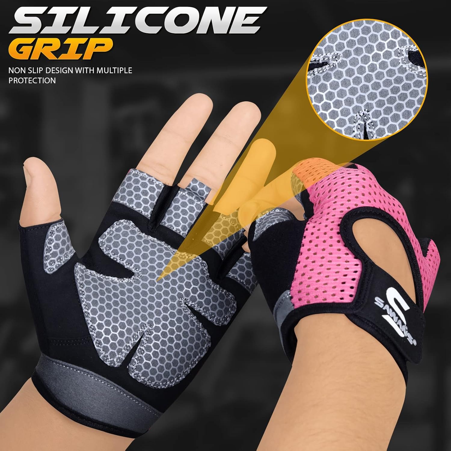 SAWANS Workout Gloves - Lightweight, Breathable Weight Lifting Gloves for Men & Women | Non-Slip Grip Protection