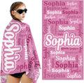 Skiennix Custom Beach Towel for Kids - Personalized Microfiber Sandproof Pool Towel | Pink Easter Gift