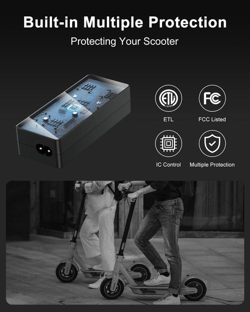 VHBW 42V Electric Scooter Charger Compatible with AovoPro M365 ES60 EW6 365Go M1 M365Pro AP07 VT01 Scooter -YLT-42V0150 Charging Adapter,LED Indicator, 9.8FT Cord