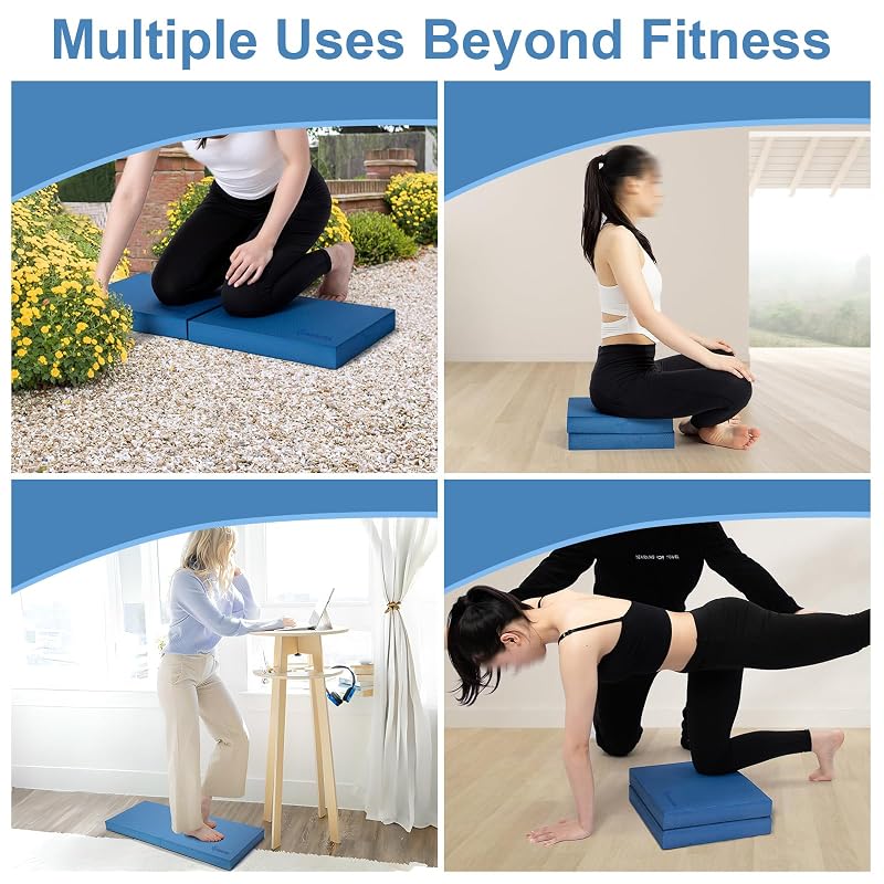 StrongTek Balance Pad - High-Density TPE, Non-Slip 15.8 x 13 x 2 in, 2-pack Blue