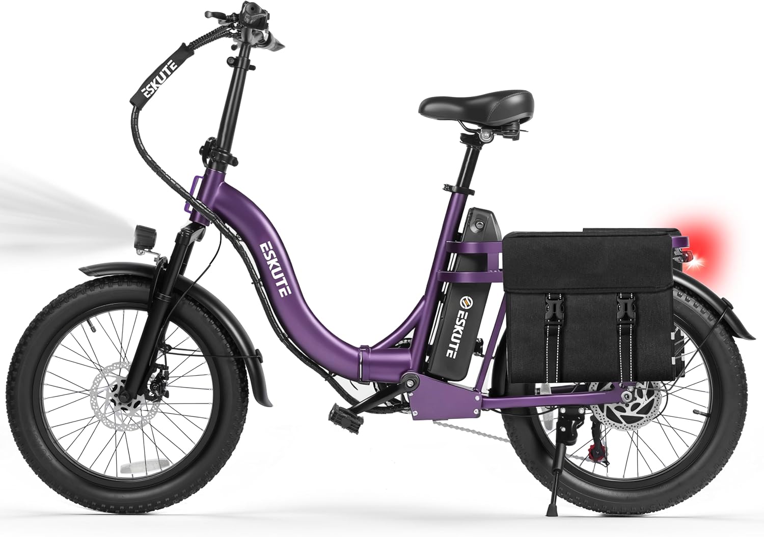 Skiennix 1200W Folding Electric Bike - 28MPH, 55-Mile Range, 10.4Ah Removable Battery, 20"x3" Fat Tires