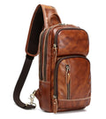 LANNSYNE Vintage Genuine Leather Sling Bag For Men, Crossbody Chest Daypack fits 10.5" iPad