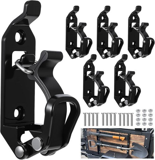 AZBNRUY 6P Metal Rubber Shovel Mount for Roof Rack/Truck/Truck Bed, Jeep UTV Offroad Roof Rack Truck Shovel Mount, Shovel Holder for Truck & Quick Release Axe Holder Clamp Mounting Brackets Kit-Black