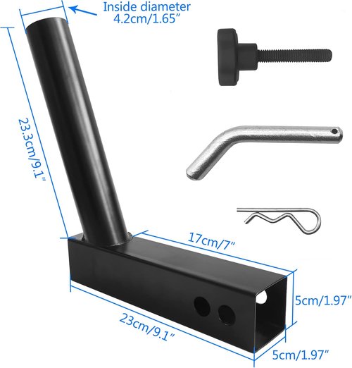 KAIRAY Hitch Mount Flagpole Holder - Universal Fit for 2-Inch Hitch Receivers | Ideal for Trucks, SUVs, RVs