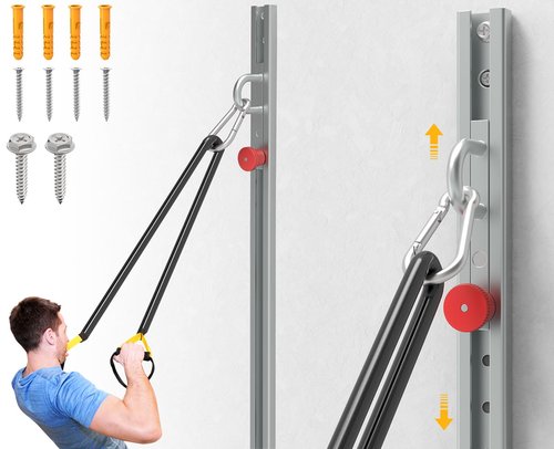Adjustable Resistance Band Anchor Workout System - Automatic Locking Wall Mount Pulley Anchor for Physical Therapy, Warmups, and Athletic Training，40" Height Adjustable