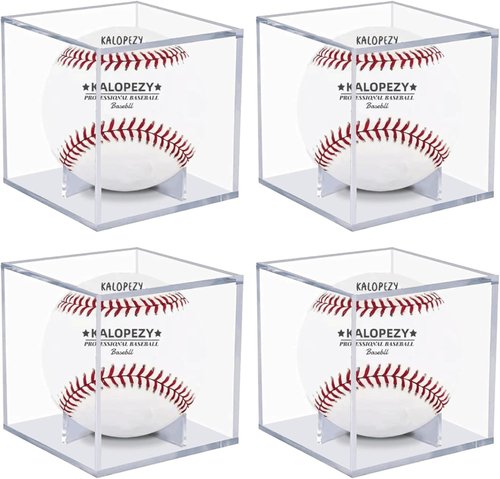 Baseball Display Case | Skiennix 4-Pack UV Protected Acrylic Cube for Autographed Balls