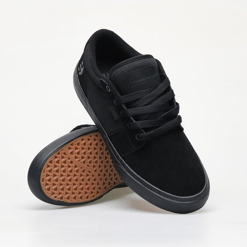 Etnies Barge LS – Classic Skate Look, Slim Vulcanized Silhoutte, Hefty Armored Collar, Reinforced Vulc - Black/Black/Black - 6.5
