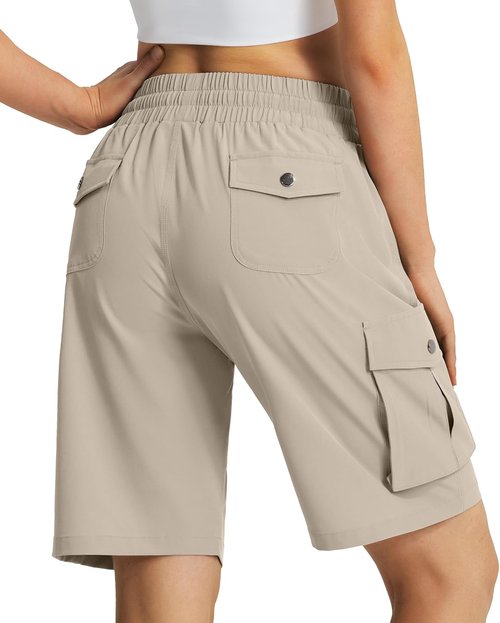 Hugut Women's Hiking Cargo Shorts - Quick Dry, Lightweight Summer Shorts with 6 Pockets | Perfect for Camping & Travel