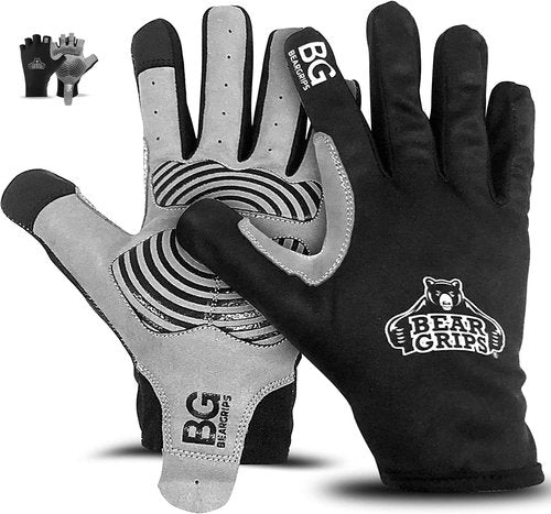 Bear Grips Weight Lifting Gloves - Half Finger & Full Finger Options for Men & Women | Compression Gym Gloves