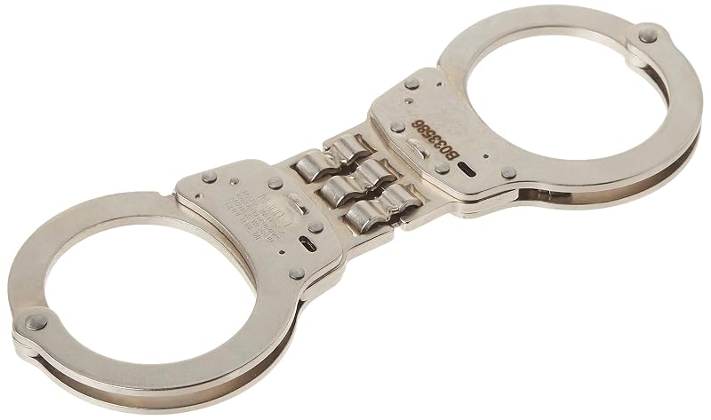 Hinged Handcuffs, Nickel Finish – Double Lock, Two Keys, Carbon Steel