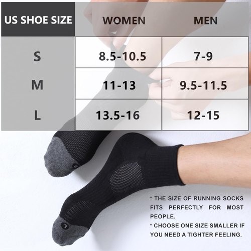 FITRELL Men's Athletic Ankle Socks - Cushioned Sports Running Socks | Sizes 7-9, 9-12, 12-15