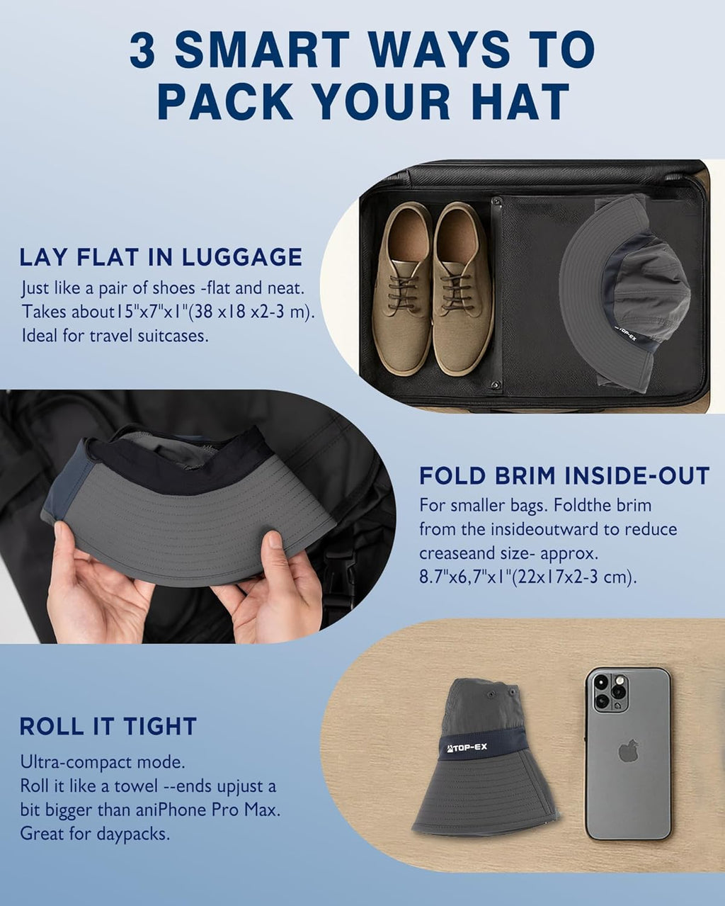 TOP-EX Cooling Sun Hat - UPF 50+ Wide Brim with Neck Flap for Hiking, Fishing & Large Sizes