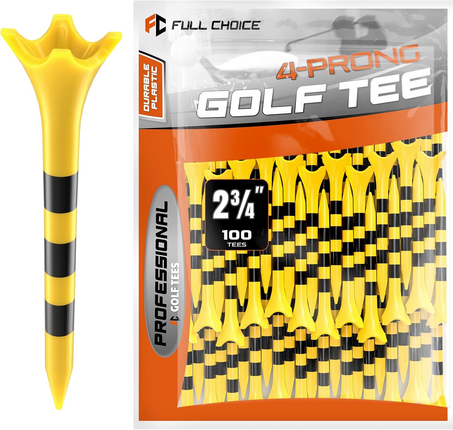 Professional Golf Tees by Skiennix - 100 Pack, Enhanced Durability & Stability | 3-1/4" & 2-3/4" Sizes