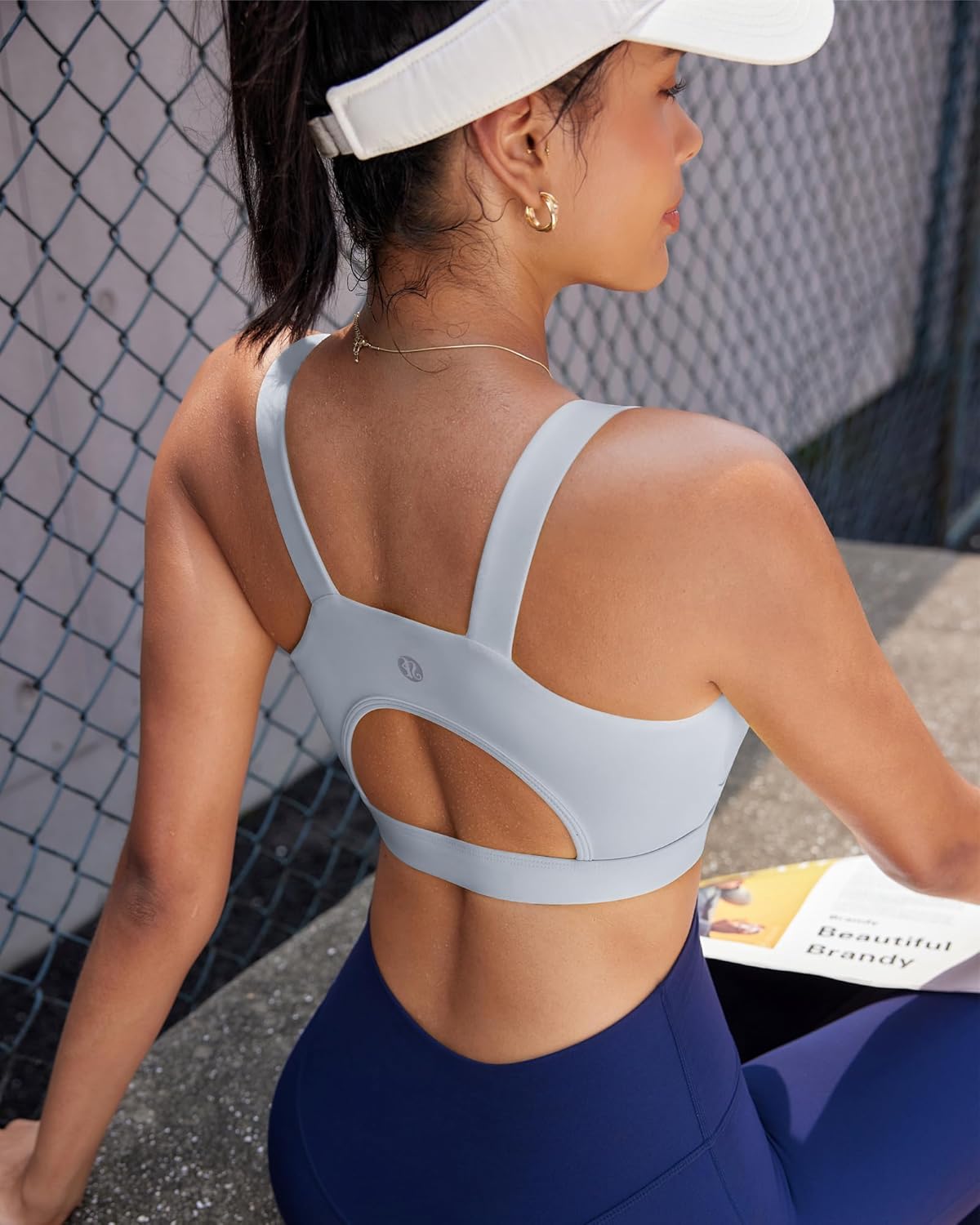 RUNNING GIRL High Impact Sports Bra - Racerback Workout Crop Top with Push-Up Support | Longline Design