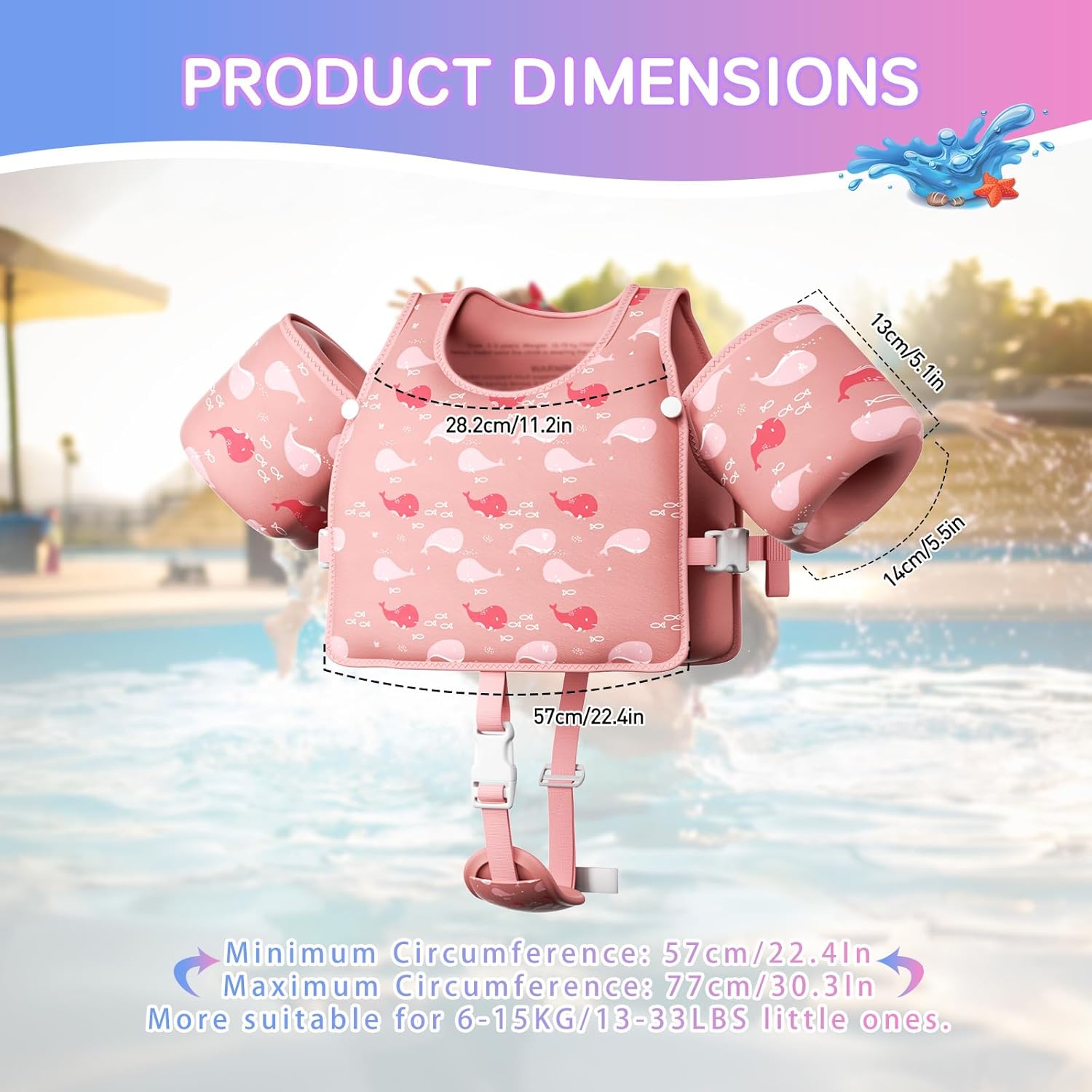 Skiennix Toddler Swim Vest - Adjustable Floaties for 13-33 lbs | Swim Jacket for Kids 1-7 Years Old