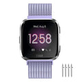 Meikeio Bands Compatible with Fitbit Versa 2/1/Lite, Stainless Steel Metal Mesh Band, Wristbands Replacement Strap Sport Loop(Lavender,S)