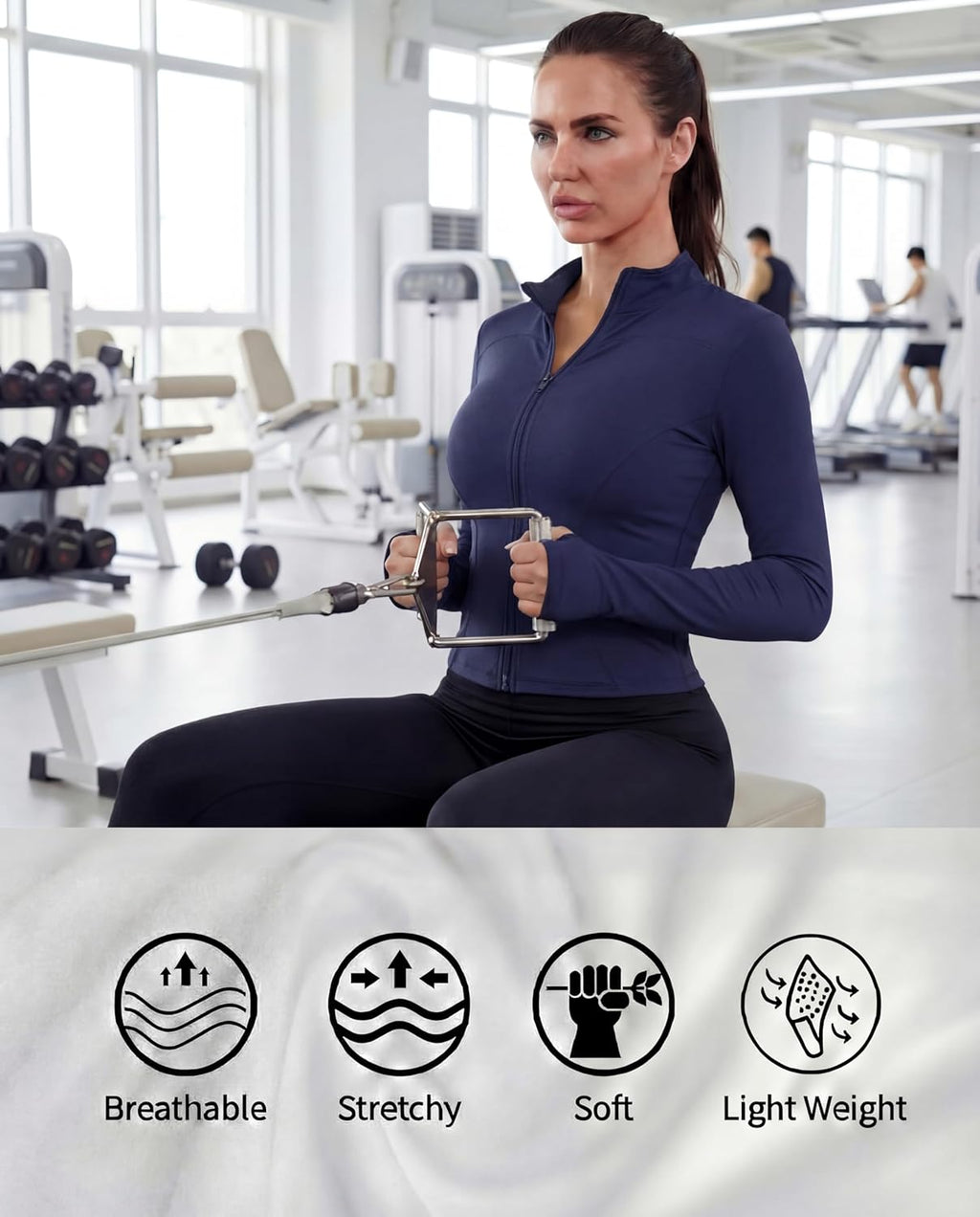Shyyween Women's Workout Jacket - Slim Fit Cropped Zip-Up Athletic Top with Thumb Hole | 3 Pack