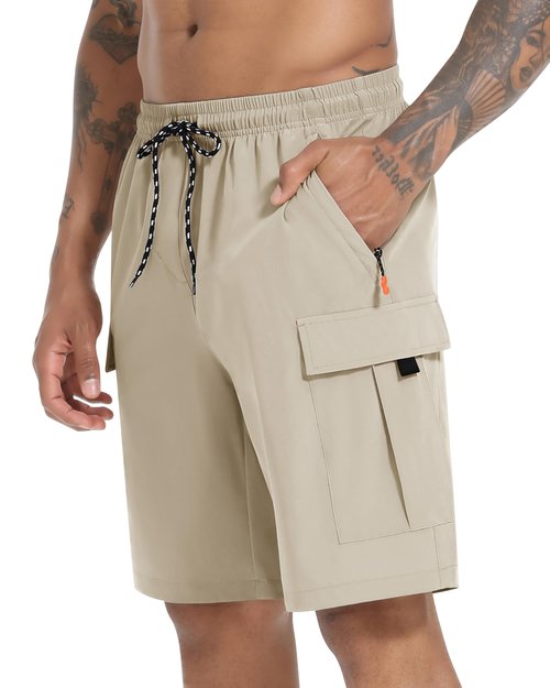 Men's Cargo Shorts Quick Dry Lightweight Stretch Hiking Shorts for Men with 5 Pockets No Lining