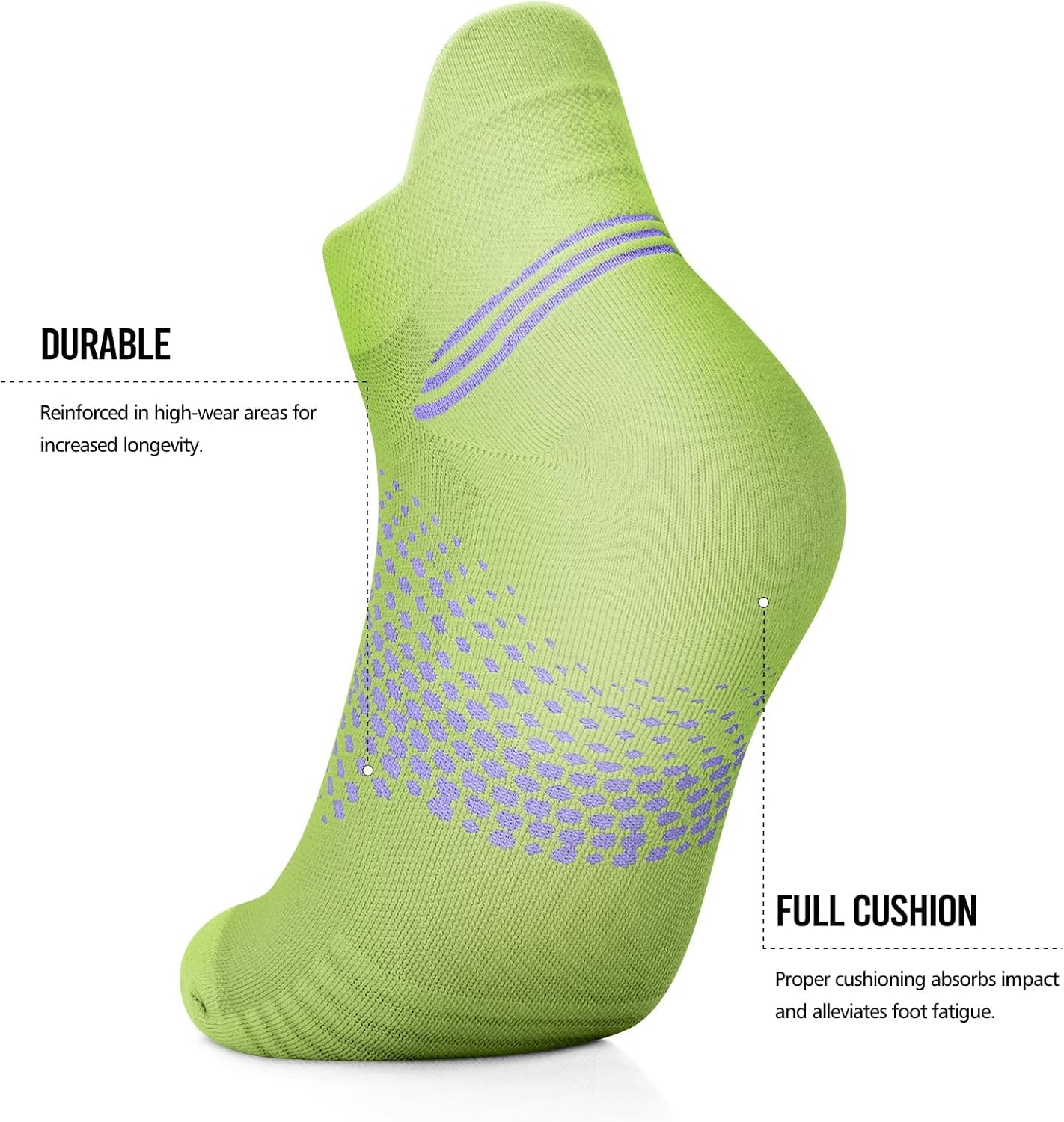 PAPLUS Ankle Compression Socks - Cushioned Low Cut Running Socks for Women | 6 Pairs
