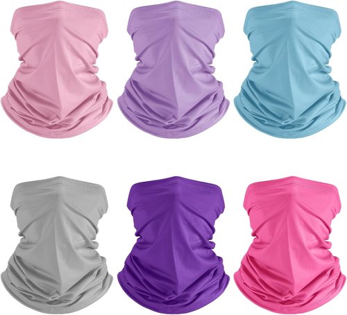 Geyoga UV Protection Cooling Neck Gaiter - 6 Pieces Breathable Face Mask Scarf for Summer