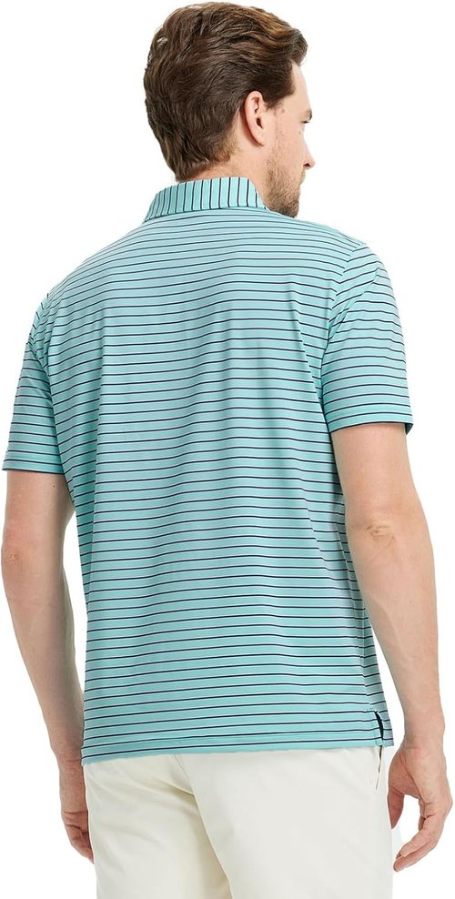 M MAELREG Golf Shirts for Men - Moisture-Wicking Striped Polo | Performance Dry Fit Short Sleeve