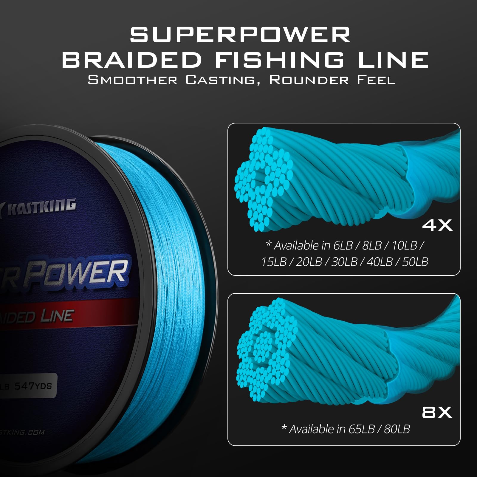 KastKing Superpower Braided Fishing Line, Sky Blue, 15 LB, 300+27 Yds