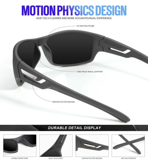 KALIYADI Sunglasses-Men Polarized Sports Sun-glasses: Mens Sun glasses Polarized UV400 Protection Running Cycling Outdoor