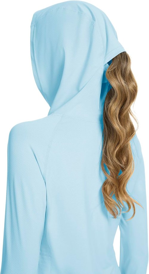 Bashafo Women's UPF50+ Long Sleeve Sun Hoodie - Lightweight, Quick-Dry Outdoor Workout Top