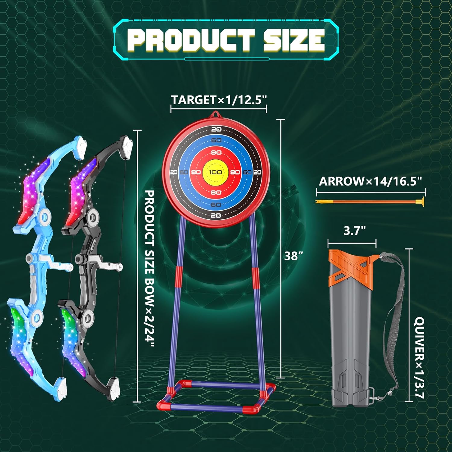 Skiennix Kids Bow and Arrow Set - Light-Up Archery Toys for Ages 3-12 | Indoor & Outdoor Fun